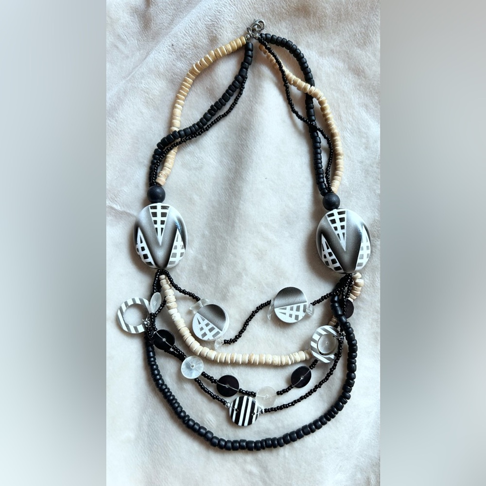 Black and White Beaded Necklace